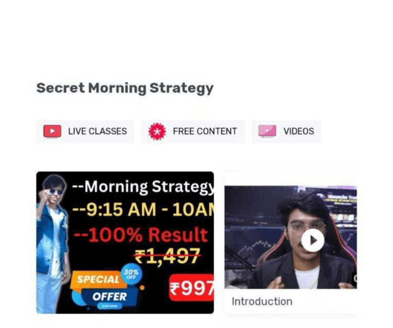 Himanshu trader new course Secret Morning strategy