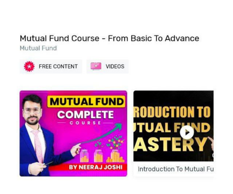 Neeraj Joshi Mutual fund course