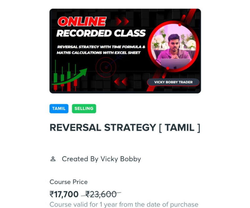 Vicky Bobby Trader Course – Reversal Strategy (Tamil )