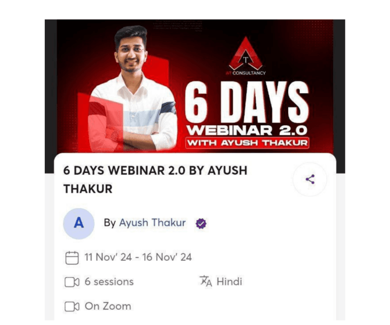 ayush thakur 6 days webinar 2.O